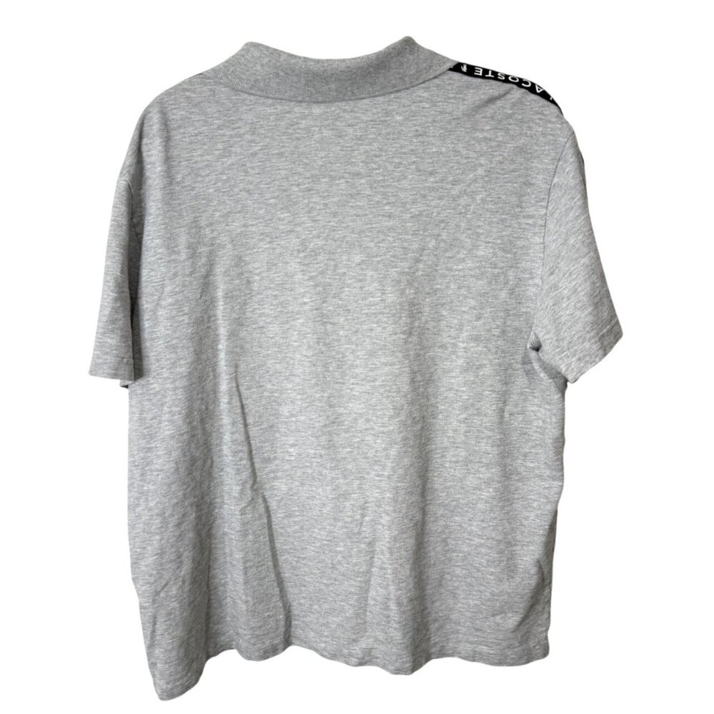 Lacoste Mens Size XL Lettered Band Cotton Polo Shirt Short Sleeve Gray - Picture 2 of 6